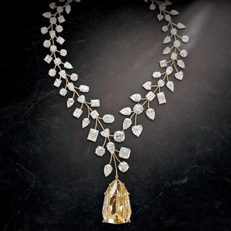 The INR 450 billion necklace of Shloka Mehta designed by Lebanese jeweller Mouawad holds a world record.