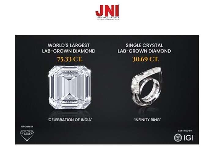 The world’s largest lab-grown diamond and unique ring shine during the JCK Show 2024.